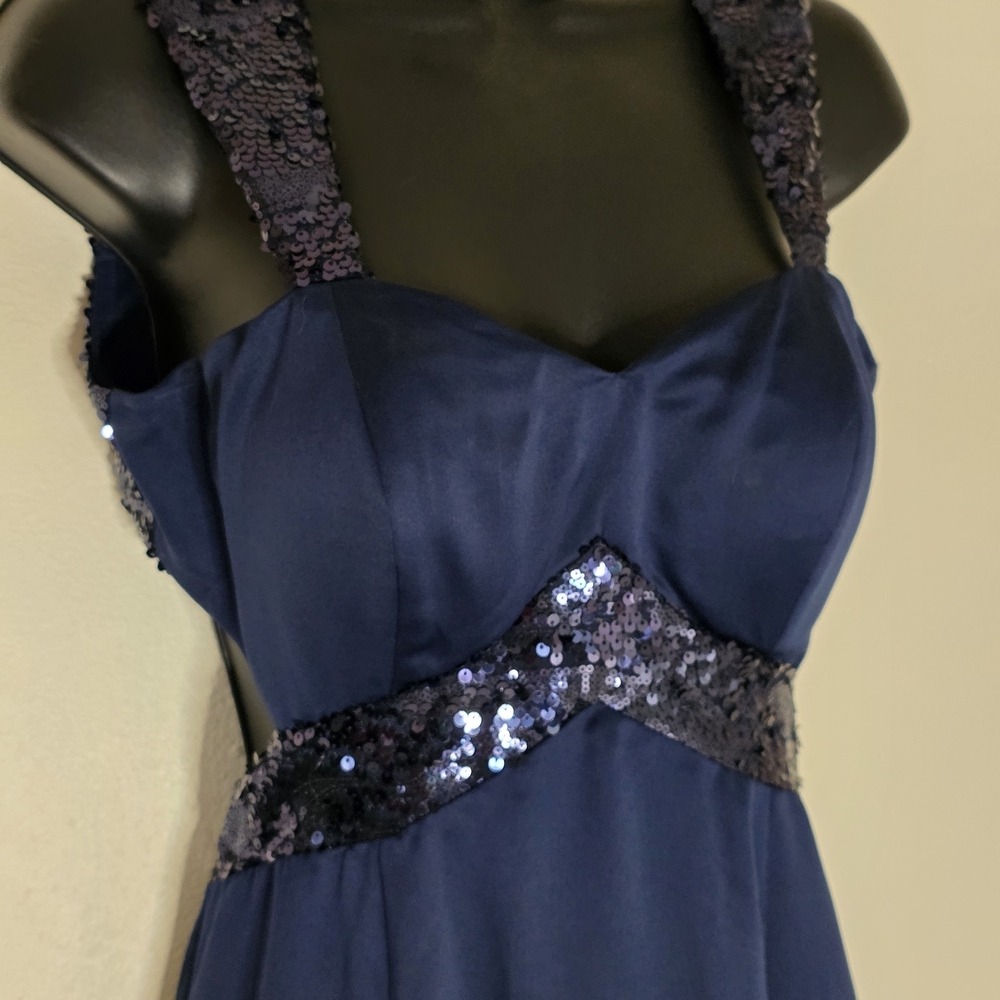 Navy Sequin Evening Gown